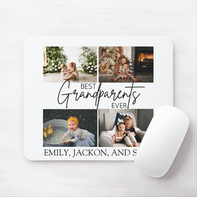 Minimal Chic White Best Grandparents Photo Mouse Mat (With Mouse)