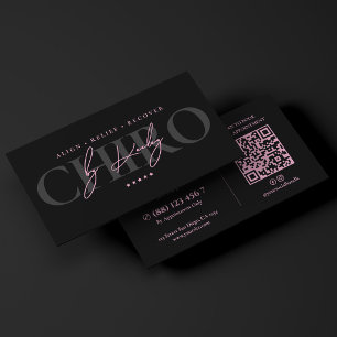 Minimal Chiropractor Pink Black Chiropractic Business Card