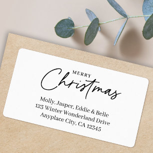 Minimal Christmas Address Label   Simple White