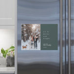 Minimal Christmas Forest Green Photo Magnetic Card<br><div class="desc">A stylish modern holiday photo flat greeting card with a modern minimal typography quote "all is merry and bright" paired with a handwritten script font for your family name in white with a dark forest green feature color in a 'scandi' scandinavian design style. The greeting, name and year can be...</div>