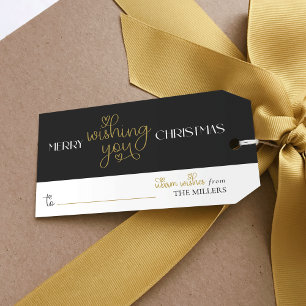 Minimal Christmas Gift Tag With Name Heart Script