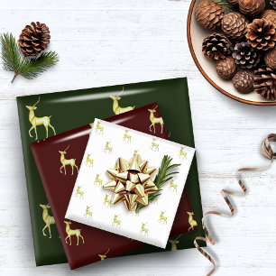 Minimal Christmas Gold Reindeer Wrapping Paper Sheet