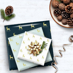 Minimal Christmas Gold Reindeer Wrapping Paper Sheet