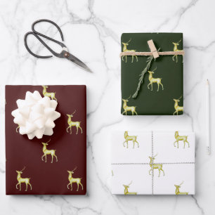 Minimal Christmas Gold Reindeer Wrapping Paper Sheet