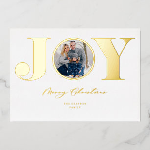 Minimal Christmas Joy Greeting Foil Photo Card 