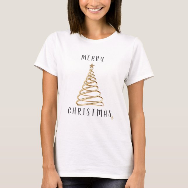 Minimal Christmas Line Art Tree | KaliraArts T-Shirt (Front)