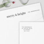 Minimal Christmas Merry and Bright Return Address Wrap Around Label<br><div class="desc">Simple,  stylish,  minimalist wrap around return address label with a modern minimalist typographic quote "merry & bright" in black on a clean minimal white background. The name,  address and greeting can be easily customised for a personal touch. #christmas #merryandbright #minimal #returnaddress</div>