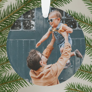 Minimal Christmas   Merry and Bright Simple Photo Ornament