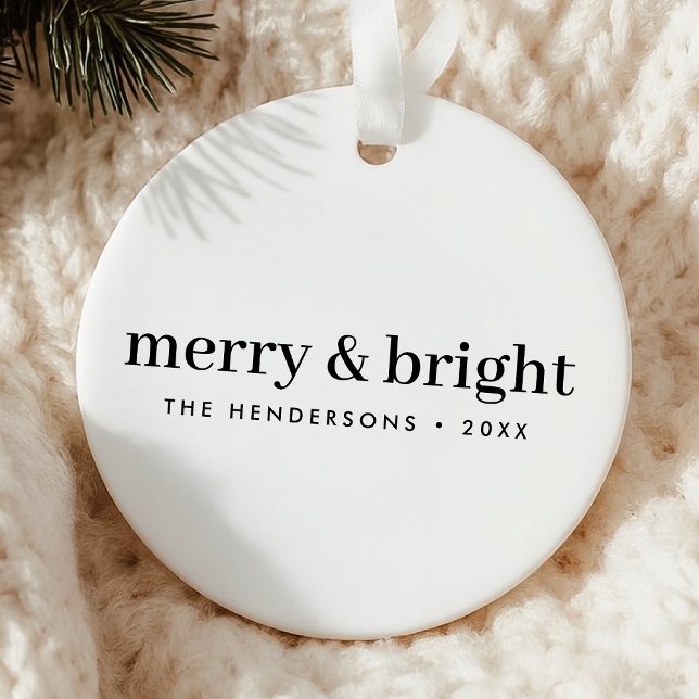 Minimal Christmas | Merry and Bright Simple White Ceramic Tree Decoration (Creator Uploaded)