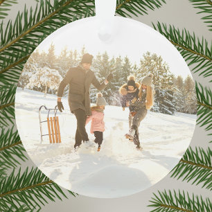 Minimal Christmas   Modern Stylish Family Photo Ornament