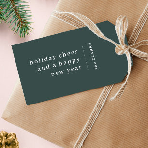 Minimal Christmas   Modern Stylish Forest Green Gift Tags