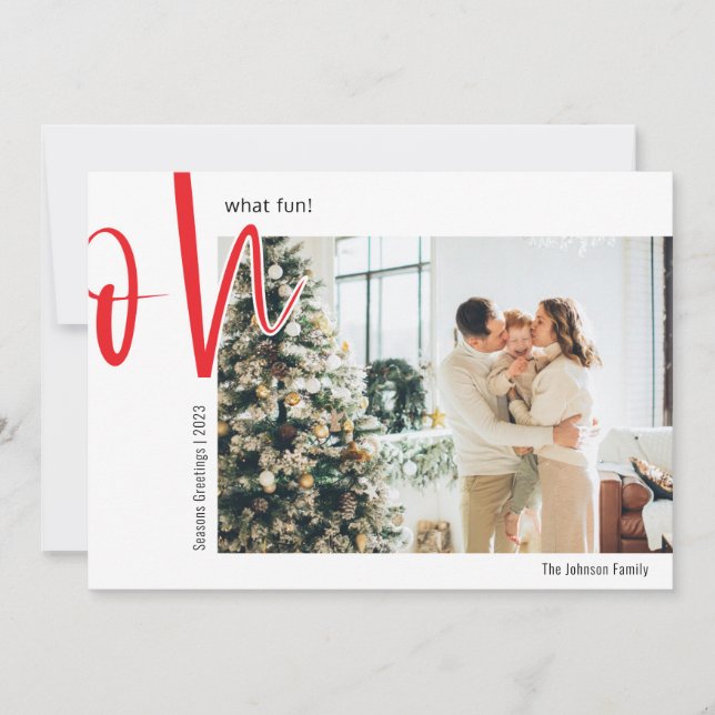 Minimal Christmas | Oh what fun | Family Photo Holiday Card (Front)