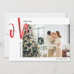 Minimal Christmas Oh what fun Family Photo Holiday Card