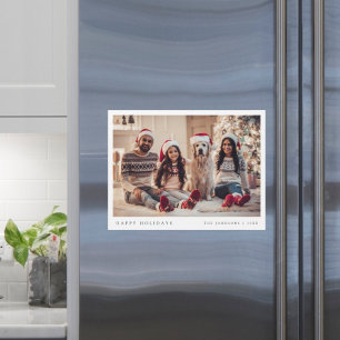 Minimal Christmas Photo Modern Family Magnet Card