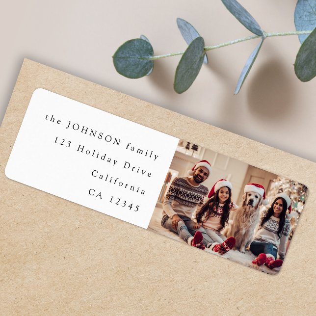 Minimal Christmas Photo | Modern Family Portrait (Family photo return label by Guava for festive holiday mail with matching holiday cards)