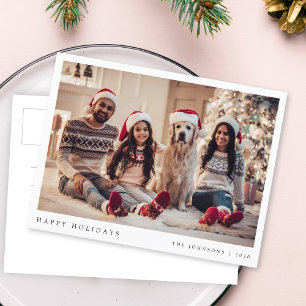 Minimal Christmas Photo Modern Family Portrait Holiday Postcard
