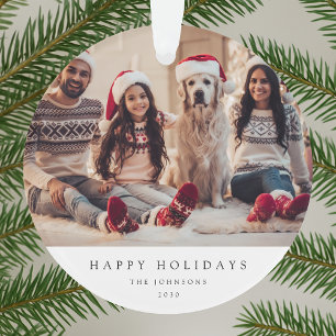 Minimal Christmas Photo   Modern Family Portrait Ornament