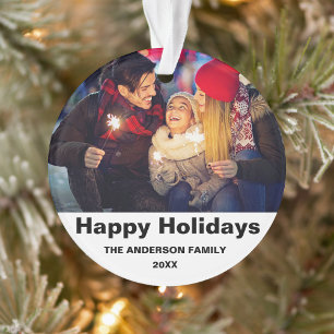 Minimal Christmas Photo   Modern Family Portrait Ornament