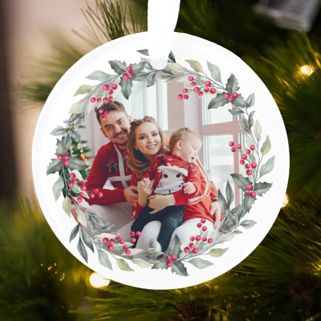Minimal Christmas Photo | Modern Mistletoe Ornament (Creator Uploaded)
