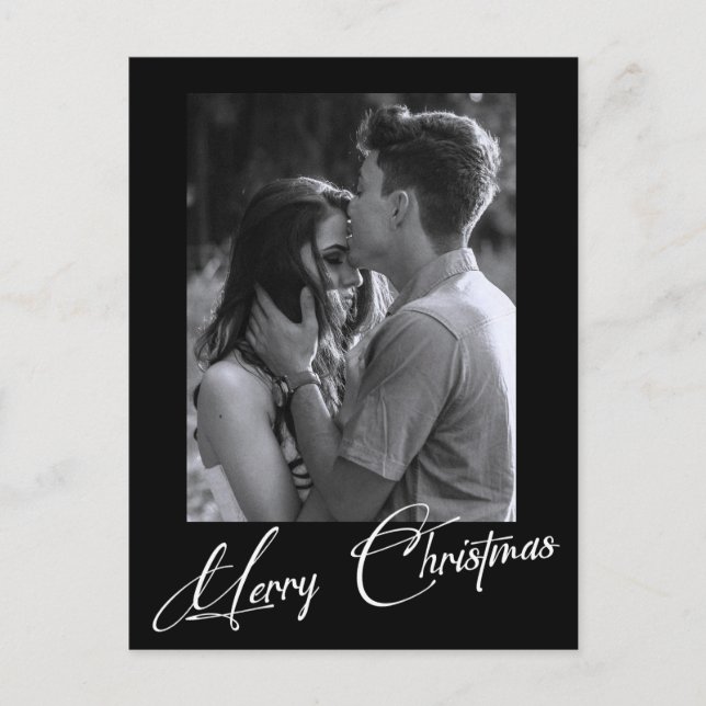 Minimal Christmas | Simple Black and White Photo Postcard (Front)