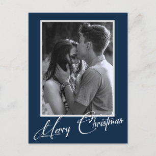Minimal Christmas   Simple Black and White Photo  Postcard