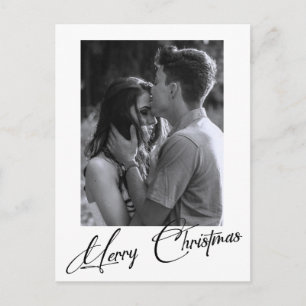 Minimal Christmas Simple Black and White Photo Postcard