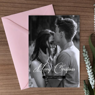 Minimal Christmas   Simple Black and White Photo  Postcard