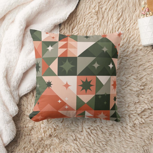 Minimal Christmas Tree and Stars geometry Cushion (Blanket)