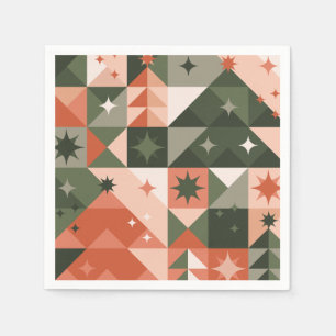 Minimal Christmas Tree and Stars geometry Napkin