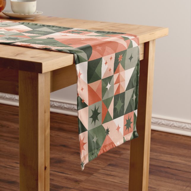 Minimal Christmas Tree and Stars geometry Short Table Runner (In Situ)