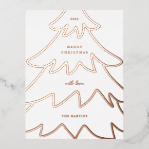 Minimal Christmas Tree Foil Holiday Postcard