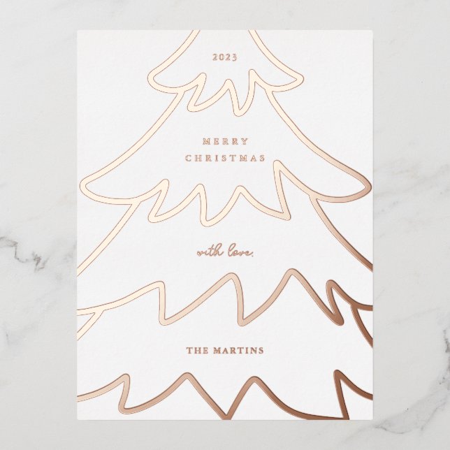Minimal Christmas Tree Foil Holiday Postcard (Front)