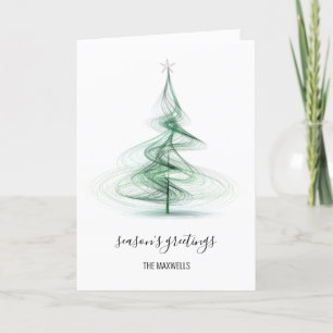 Minimal Christmas Tree name Holiday Card