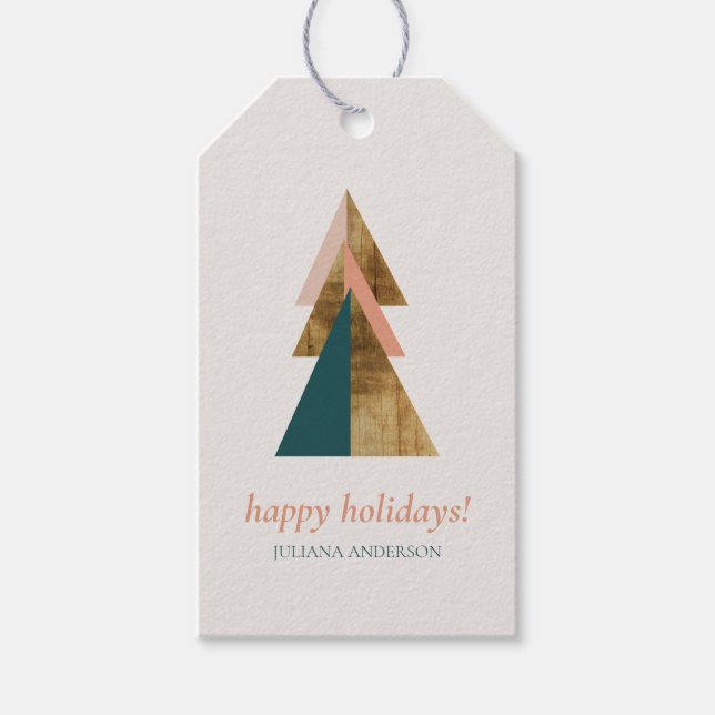 Minimal Christmas Tree Photo Gift Tags (Front)