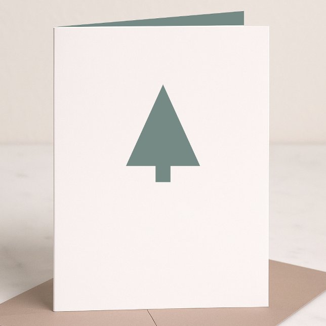 Minimal Christmas Tree | Sage Green Clean Simple Holiday Card (Personalize your folded Christmas card for minimal Scandi-inspired charm)