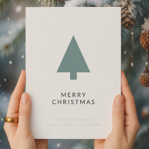 Minimal Christmas Tree Sage Green Clean Simple Holiday Card