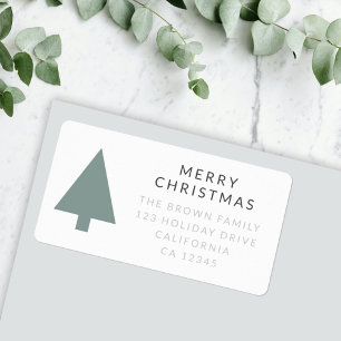 Minimal Christmas Tree Sage Green Clean Simple Label