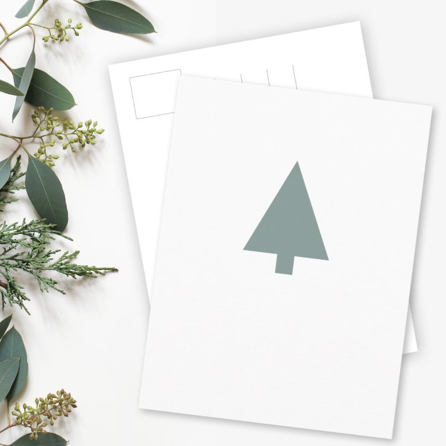 Minimal Christmas Tree | Sage Green Clean Simple Postcard (Creator Uploaded)