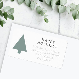 Minimal Christmas Tree   Sage Green Return Address Label