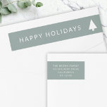 Minimal Christmas Tree | Sage Green Return Address Wrap Around Label<br><div class="desc">Minimalist, bold and simple christmas tree silhouette design wrap around happy holidays labels in a 'scandi' scandinavian design style. The modern, minimal and bold design stands out from traditional christmas designs and is the perfect choice for the festive season. Can be easily personalised with your holiday message and return address...</div>