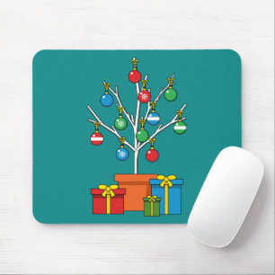 Minimal Christmas Tree with Presents Mouse Mat