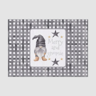 Minimal Christmas Winter Gnome on Buffalo Check Tissue Paper
