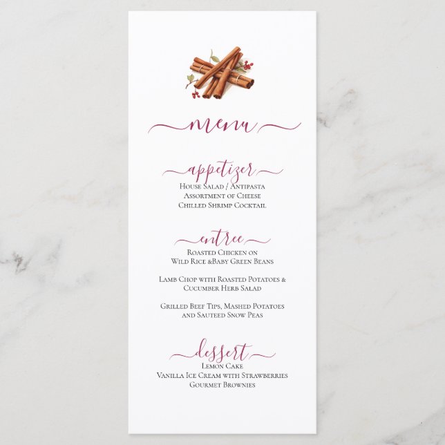 Minimal Cinnamon Sticks Design Menu (Front)