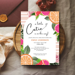 minimal Citrus Baby Shower Orange a Little Cutie  Invitation