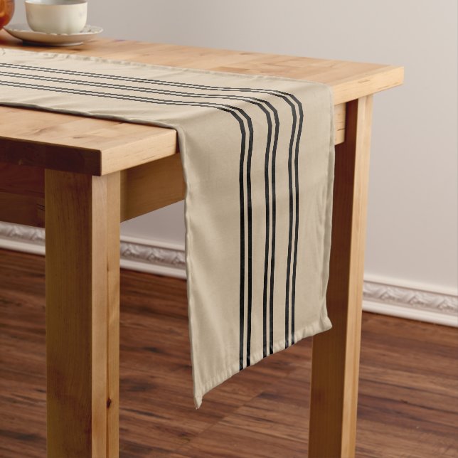 Minimal Classic Aegean Stripes,on a Tan Background Short Table Runner (In Situ)