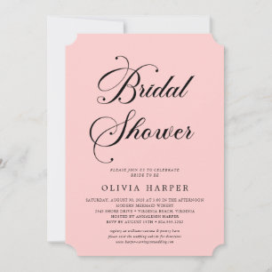Minimal Classic Black Script Bridal Shower  Invitation