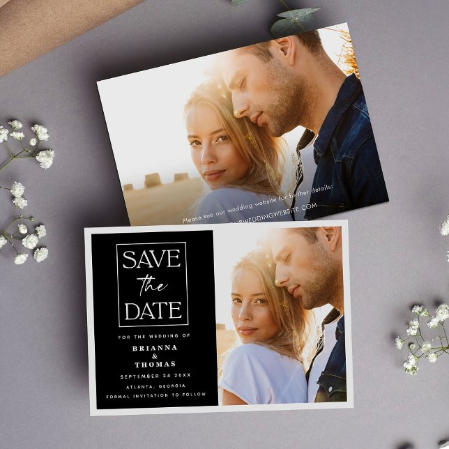 Minimal Classic Black White Wedding Save the Date (Creator Uploaded)