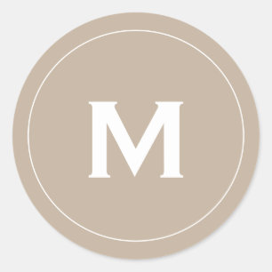 Minimal Classic Block Monogram  Classic Round Sticker
