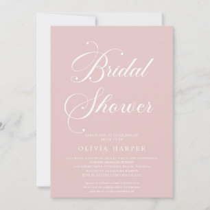 Minimal Classic Blush Script Bridal Shower  Invitation