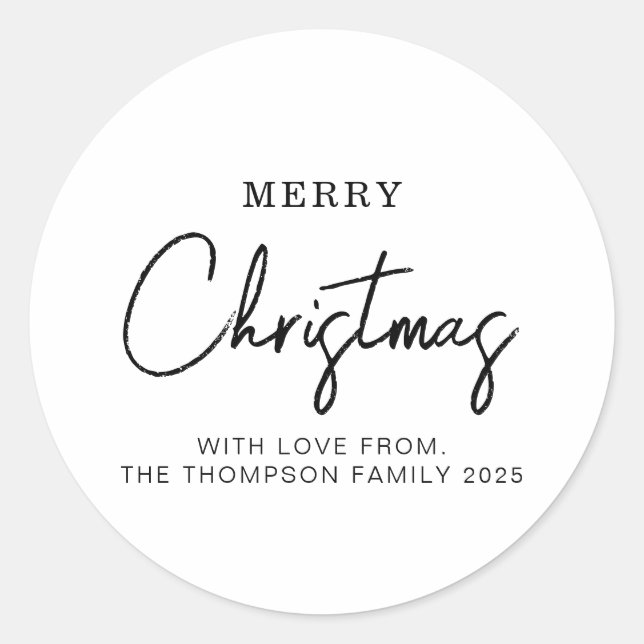 Minimal Classic Christmas Holiday Classic Round Sticker (Front)